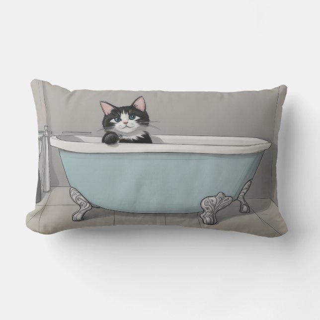 Katze in der Wanne Lendenkissen (Vorderseite)