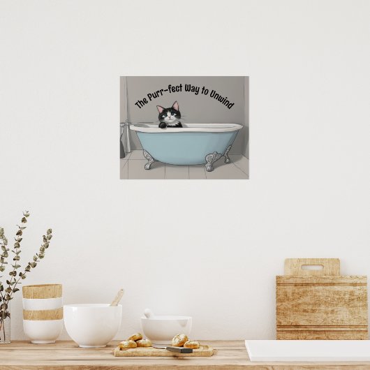 Katze in der Wanne Poster (Küche)