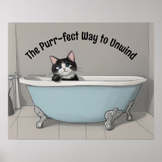 Katze in der Wanne Poster (Vorne)