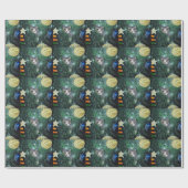 Katze in der Weihnachtsbaummalerei Geschenkpapier (Flach)