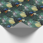 Katze in der Weihnachtsbaummalerei Geschenkpapier (Ecke)