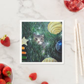 Katze in der Weihnachtsbaummalerei Serviette (Beispiel)