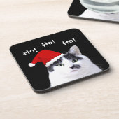 Katze in der Weihnachtsmannmütze Weihnachten Getränkeuntersetzer (Linke Seite)
