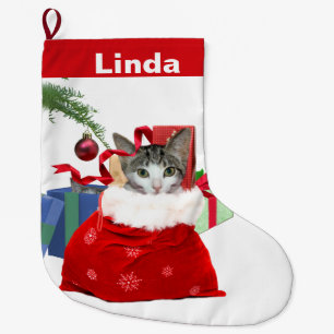 Katze in der Weihnachtstasche mit den Geschenken, Großer Weihnachtsstrumpf
