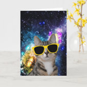 Katze in der Weltraum-Gruß-Karte Karte (Gelbe Blume)