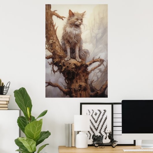 Katze in einem Baum Poster (Heimbüro)