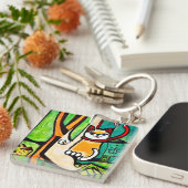 Katze in einem Baum Schlüsselanhänger (Vorderseite rechts)