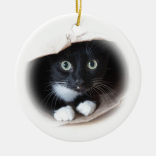 Katze in einem Beutel Keramikornament