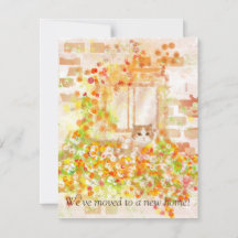 Katze in einem Blume-Feld Neue Adressankündigungsk