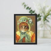 Katze in einem Bonnet Postkarte (Stehend Vorderseite)