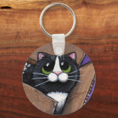 Katze in einem Box-Schlüsselanhänger Schlüsselanhänger (Vorderseite)