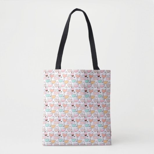 Katze in einem Cup Muster Design 01 w Tasche (Vorderseite)