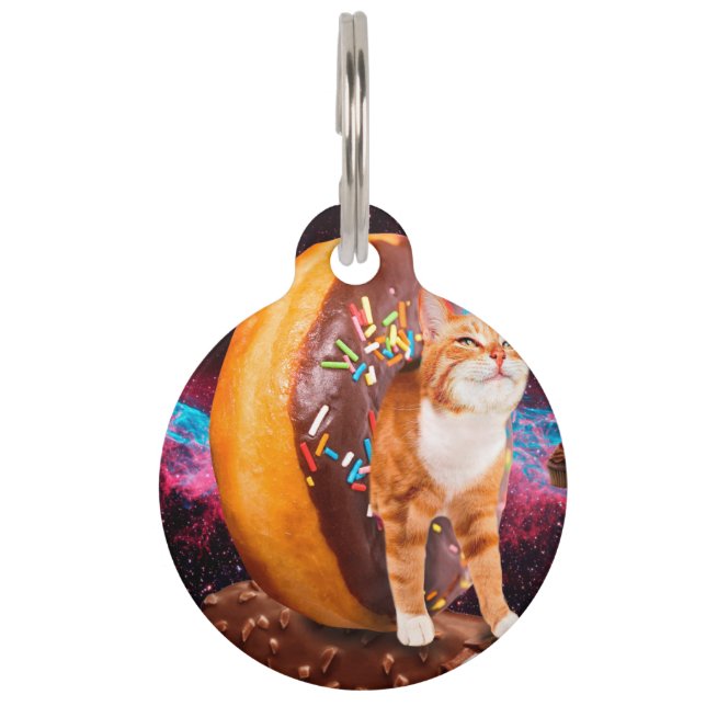 Katze in einem Donut Haustiermarke (Vorderseite)