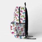 Katze in einem farbenfrohen Hutmuster Bedruckter Rucksack (Rechts)