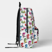 Katze in einem farbenfrohen Hutmuster Bedruckter Rucksack (Links)