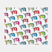 Katze in einem farbenfrohen Hutmuster Fleecedecke (Vorderseite (Horizontal))