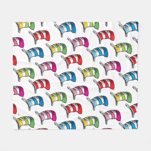 Katze in einem farbenfrohen Hutmuster Fleecedecke (Vorderseite (Horizontal))