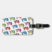 Katze in einem farbenfrohen Hutmuster Gepäckanhänger (Vorderseite horizontal)