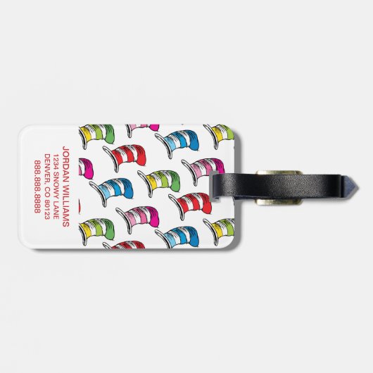 Katze in einem farbenfrohen Hutmuster Gepäckanhänger (Rückseite horizontal)