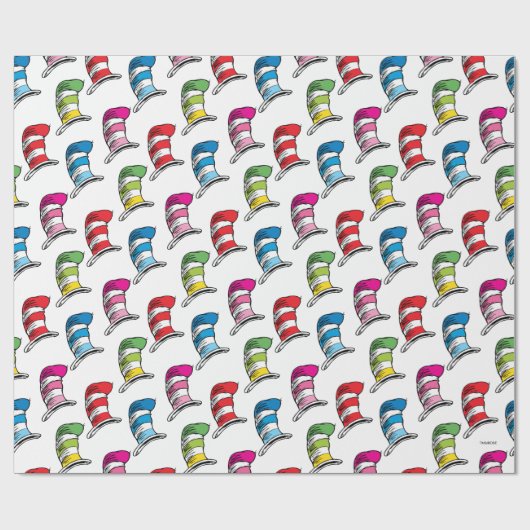 Katze in einem farbenfrohen Hutmuster Geschenkpapier (Flach)