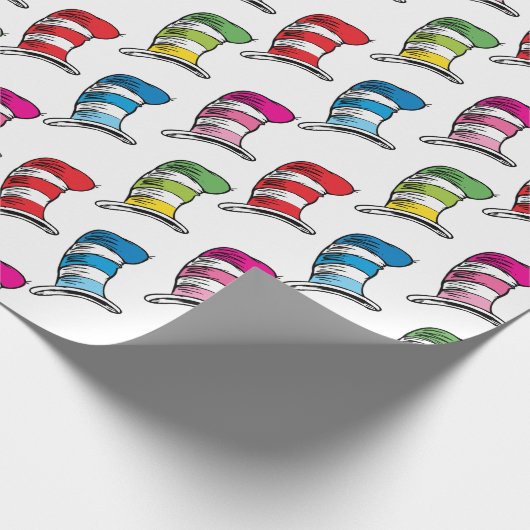 Katze in einem farbenfrohen Hutmuster Geschenkpapier (Ecke)