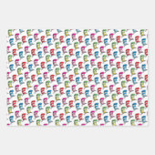 Katze in einem farbenfrohen Hutmuster Geschenkpapier Set (Vorderseite 2)