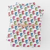 Katze in einem farbenfrohen Hutmuster Geschenkpapier Set (Beispiel)