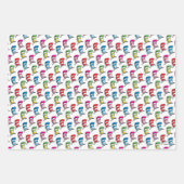 Katze in einem farbenfrohen Hutmuster Geschenkpapier Set (Vorderseite)