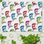 Katze in einem farbenfrohen Hutmuster Geschirrtuch (Gefaltet)