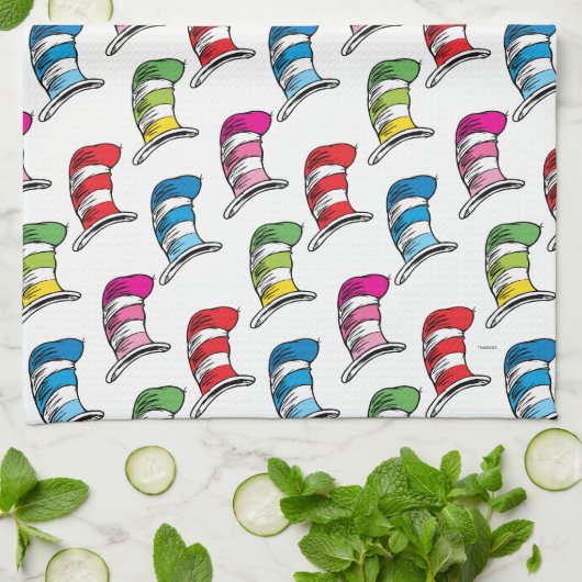 Katze in einem farbenfrohen Hutmuster Geschirrtuch (Gefaltet)