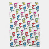 Katze in einem farbenfrohen Hutmuster Geschirrtuch (Vertikal)