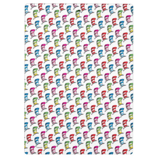 Katze in einem farbenfrohen Hutmuster Klemmbrett (Rückseite)