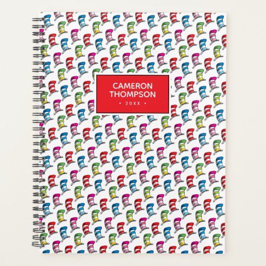 Katze in einem farbenfrohen Hutmuster Planer (Vorderseite)