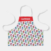 Katze in einem farbenfrohen Hutmuster Schürze (Vorderseite)