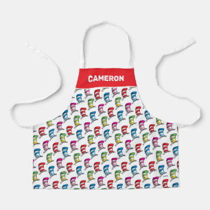 Katze in einem farbenfrohen Hutmuster Schürze