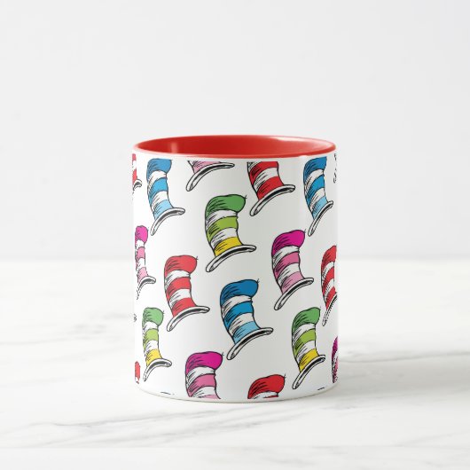 Katze in einem farbenfrohen Hutmuster Tasse (Zentrum)