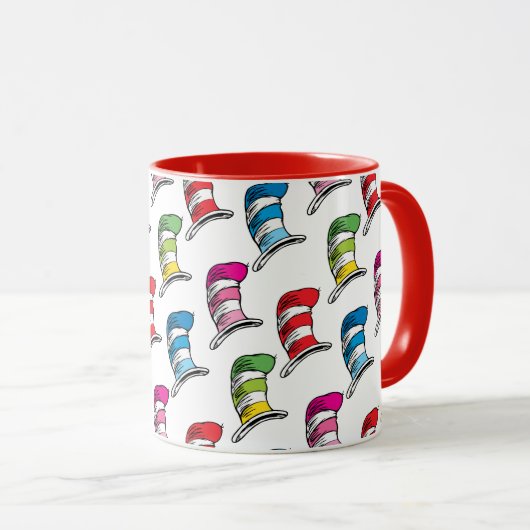 Katze in einem farbenfrohen Hutmuster Tasse (VorderseiteRechts)