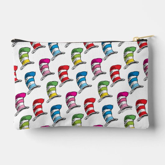 Katze in einem farbenfrohen Hutmuster Zubehörtasche (Rückseite)