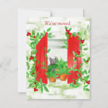 Katze in einem Fenster Neue Zuhause Flat Note Card