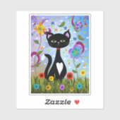 Katze in einem Garten Abstrakte Kunst Aufkleber (Blatt)