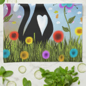 Katze in einem Garten Abstrakte Kunst Handtuch (Gefaltet)