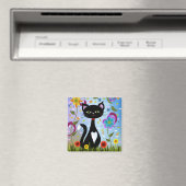 Katze in einem Garten Abstrakte Kunst Magnet (In Situ (Geschirrspüler))
