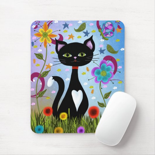 Katze in einem Garten Abstrakte Kunst Mousepad (Mit Mouse)