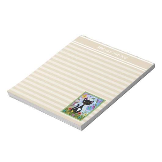 Katze in einem Garten Abstrakte Kunst Personalisie Notizblock (Rotiert)