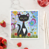 Katze in einem Garten Abstrakte Kunst Serviette (Beispiel)