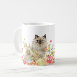 Katze in einem Garten der Wildblumen Tasse