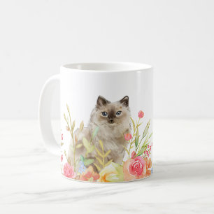 Katze in einem Garten der Wildblumen Tasse