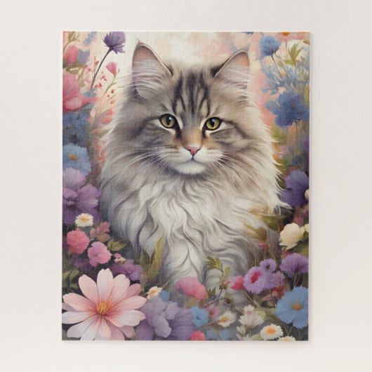 Katze in einem Garten des Staunens Puzzle (Vertikal)