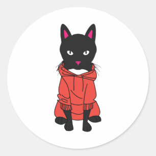 Katze in einem Haus Runder Aufkleber