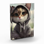 Katze in einem Hoodie Fotoblock (Links)